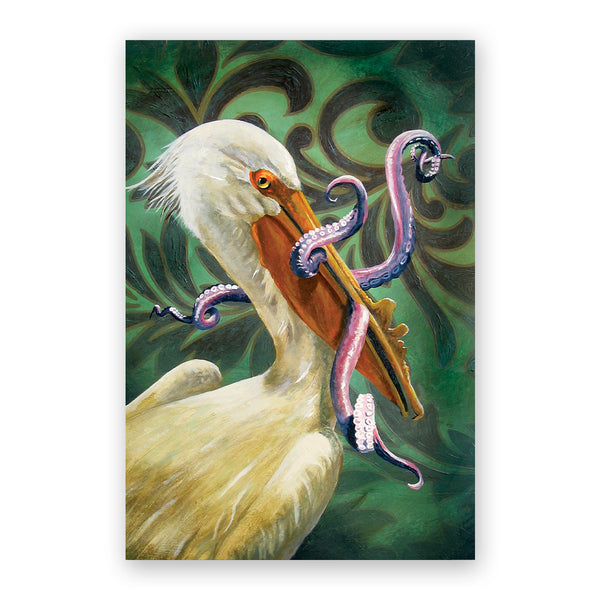 Postcard - Matt Adrian Art - Pelican & Octopus - 9086pel24 - Set of 24