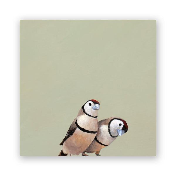 Wings on Wood 8 x 8 Owl Finch Pair - W3027