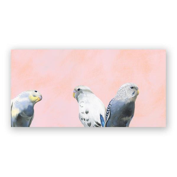 Wings on Wood 12 x 6 Budgie Trio - W4005