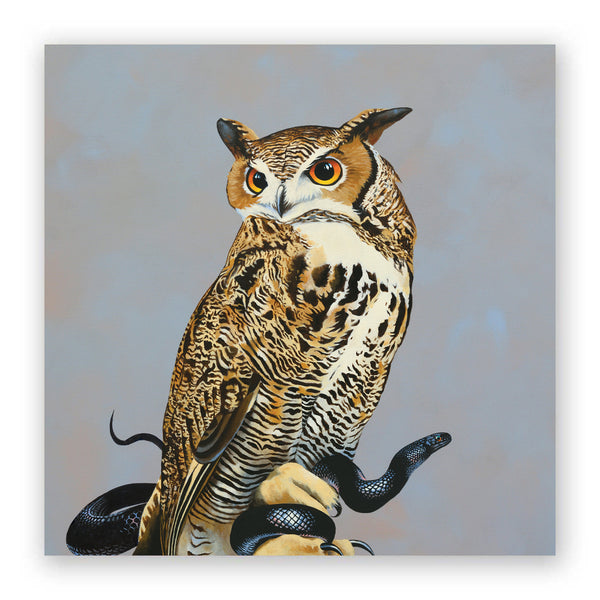 Wings on Wood 10 x 10  - Great Horned Owl - W6019