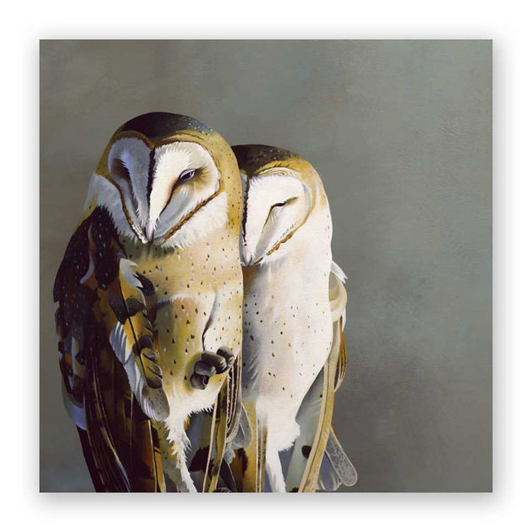 Wings on Wood 10 x 10 Barn Owl Pair - W6002
